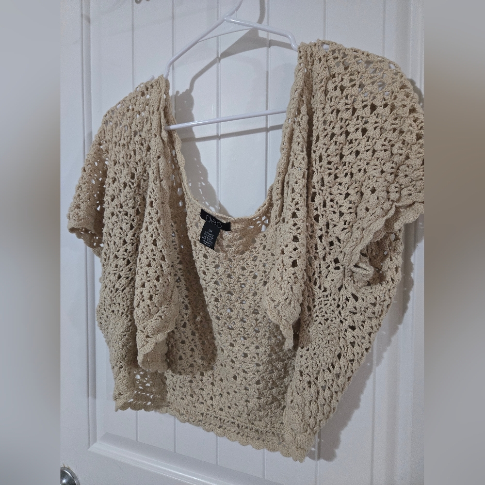 deb Crochet Knit Short Sleeve Sweater Top – 3X